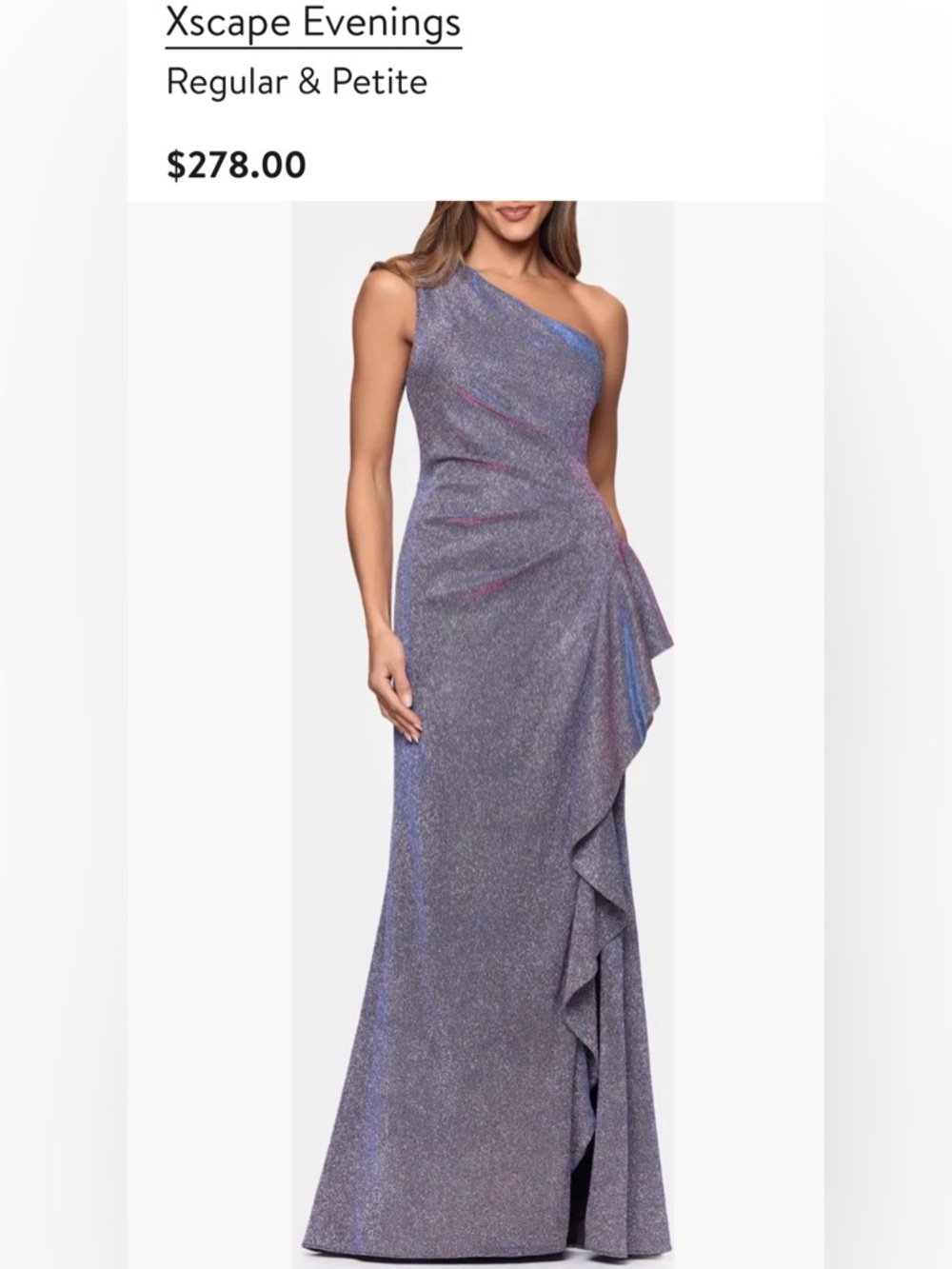 ❌❌Sold❌❌Xscape Women's One-Shoulder Glitter Long Dress